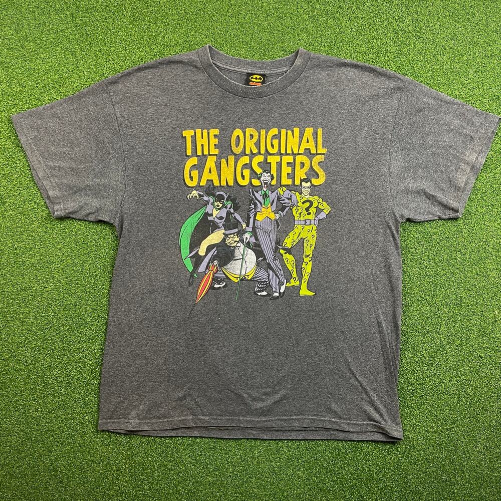 Vintage Batman DC Comics The Original Gangsters Graphic Gray T-Shirt Sz XL